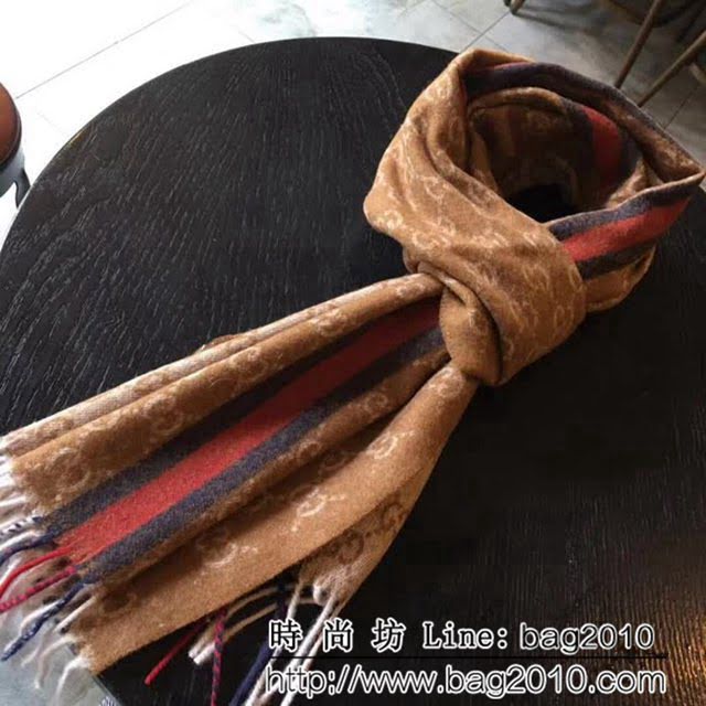 GUCCI古馳2018最新款原單 經典LOGO提花風格羊絨長巾 LLWJ6688
